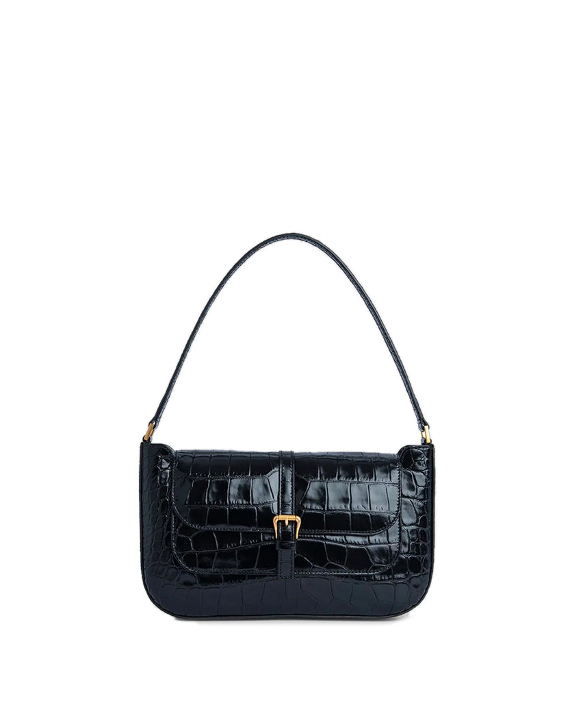 By Far Miranda Black Croco Embossed Leather ROOMS