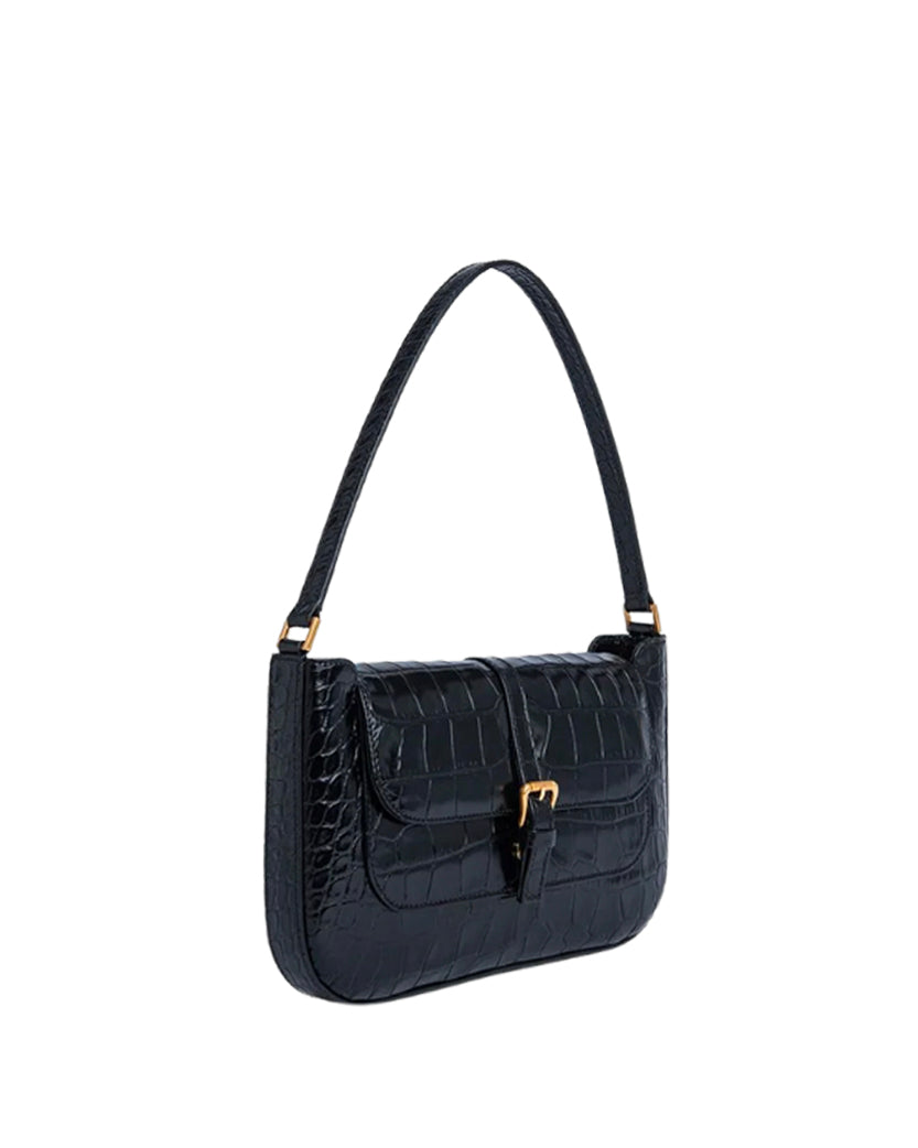 By Far Miranda Black Croco Embossed Leather ROOMS