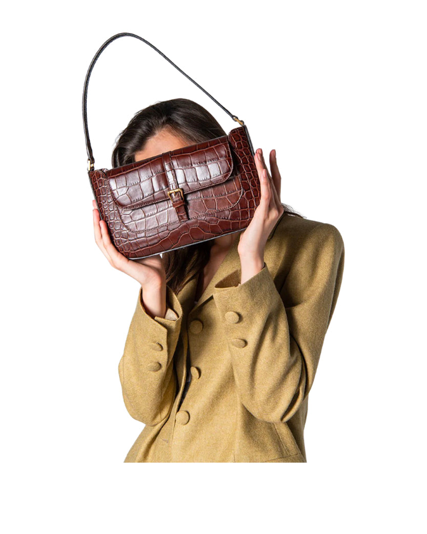 By Far Miranda Nutella Croco Embossed Leather ROOMS