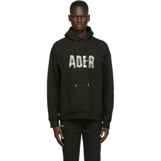 Ader Error Exclusive Tape Logo Hoodie Black