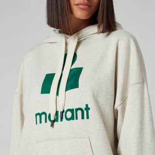 Isabel Marant Étoile Mansel flocked-logo hoodie Ecru/Green