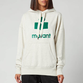 Isabel Marant Étoile Mansel flocked-logo hoodie Ecru/Green