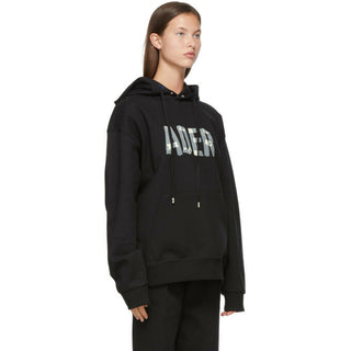 Ader Error Exclusive Tape Logo Hoodie Black