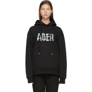 Ader Error Exclusive Tape Logo Hoodie Black