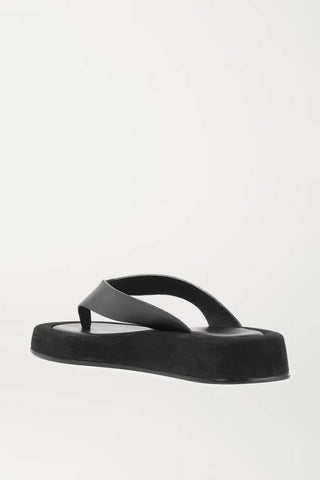 The Row Ginza Sandal in Suede Black