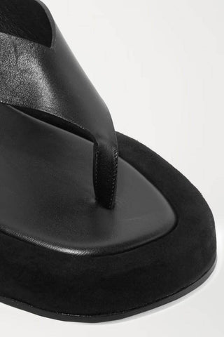 The Row Ginza Sandal in Suede Black