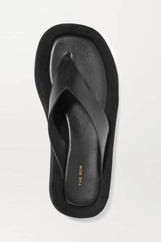 The Row Ginza Sandal in Suede Black